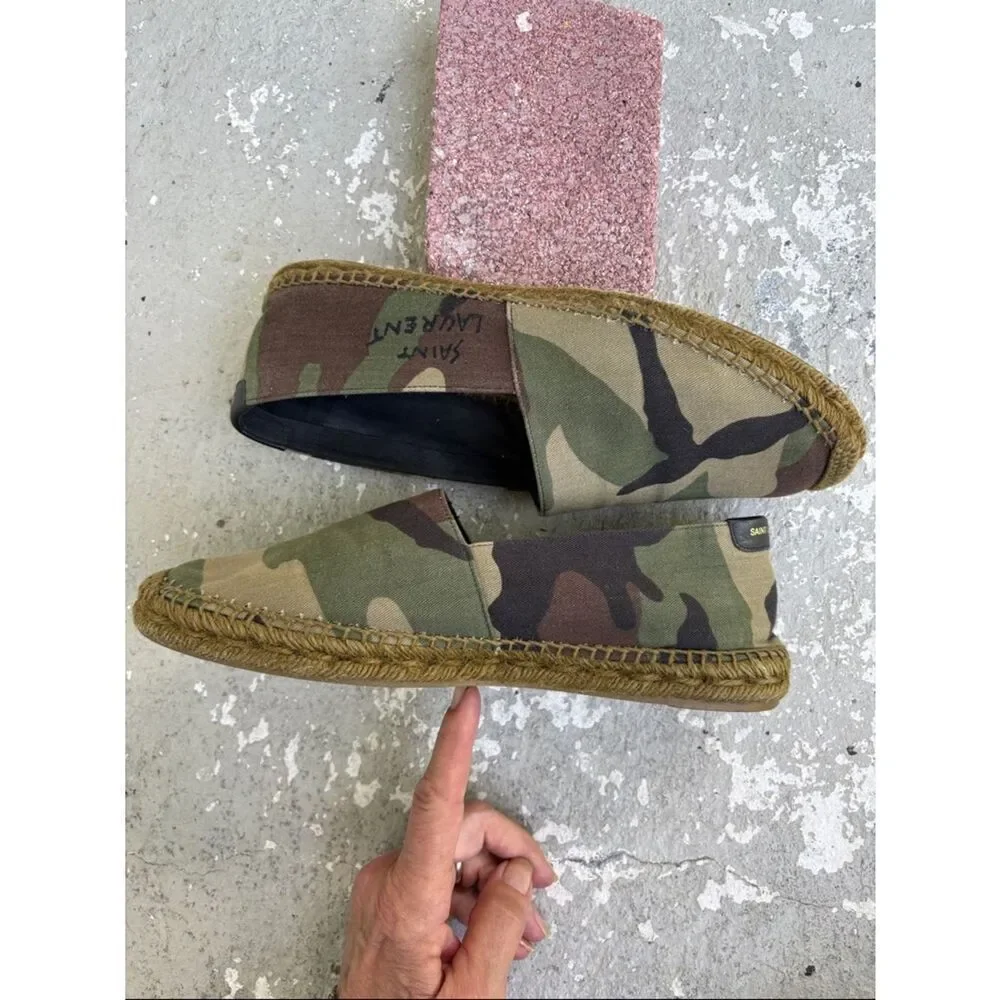 Saint Laurent camouflage canvas espadrilles